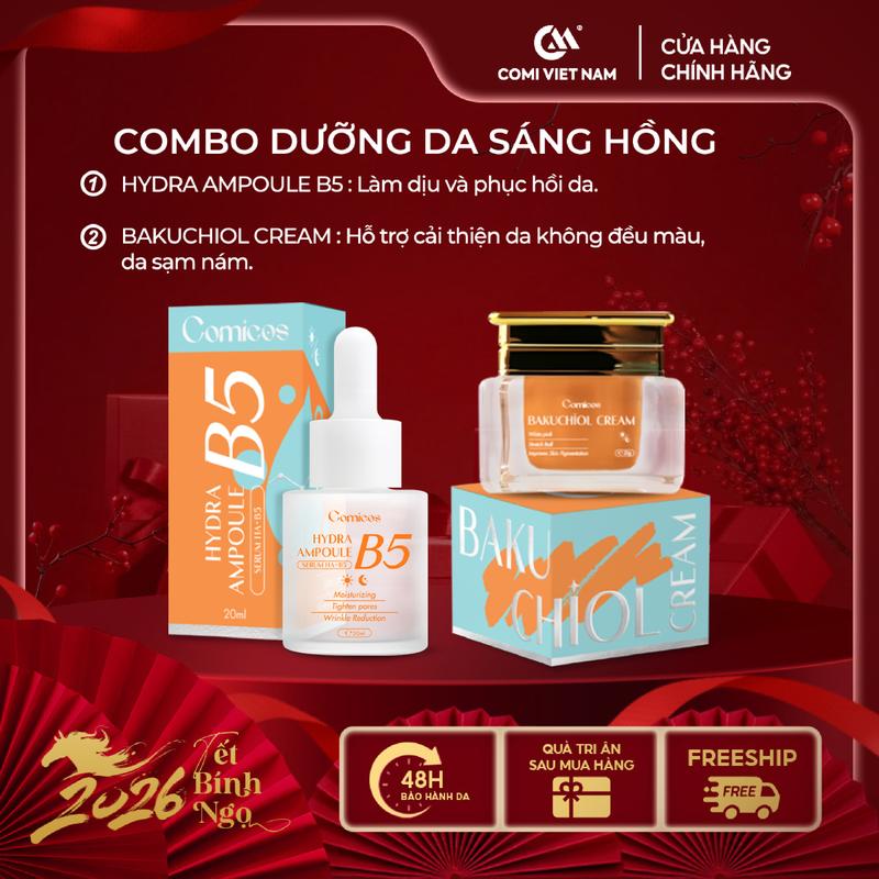 Combo Chăm Sóc Da Mặt: Kem Face Huyết Yến Bakuchiol & Serum B5 HA Cấp Ẩm 20ml-20g An Toàn Cho Mọi Loại Da