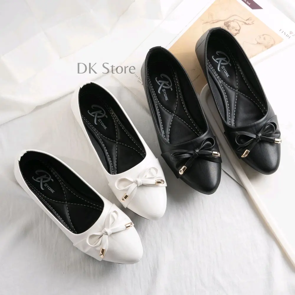 sepatu wanita flatshoes pita angka delapan Tanpa Hak terbaru Hitam sepatu kerja wanita flat  shoes flat  shoes flat  shoes flat  shoes kulit lancip