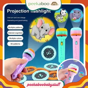 Senter Proyektor Karakter Hewan Flashlight Mainan Proyektor 3 Piringan Gambar Mainan Edukasi Anak