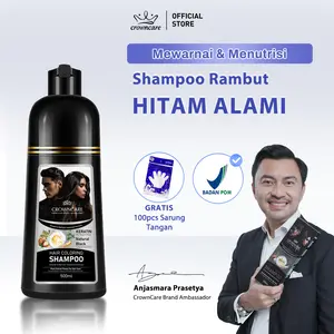 [VOUCHER KILAT!] CrownCare Hair Coloring Shampo Penghitam Rambut Beruban Membantu menghitamkan uban, menghitamkan rambut, Membantu menutrisi rambut extract 500ml sampo penghilang uban