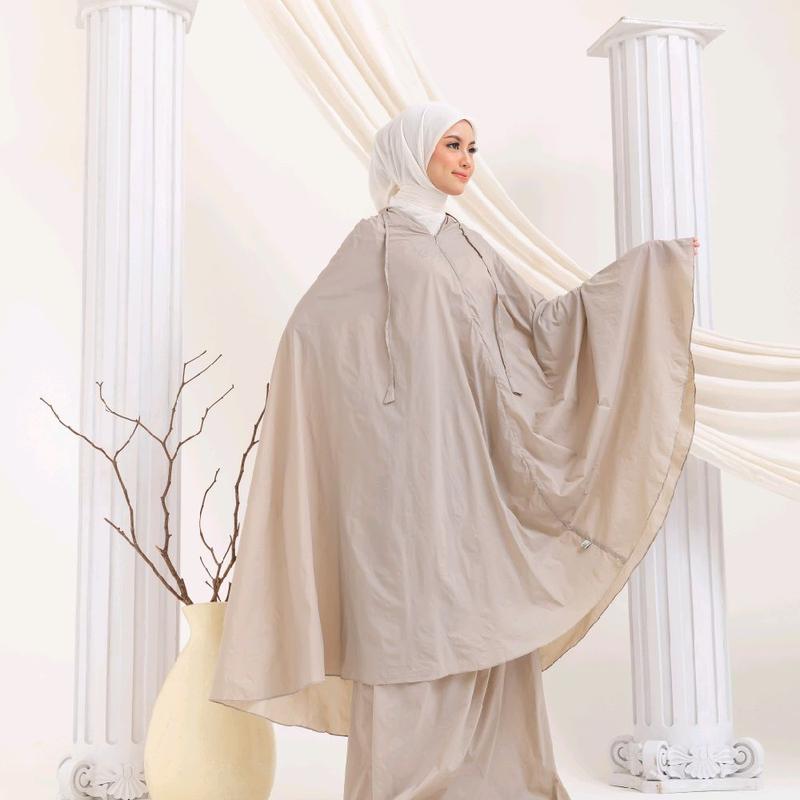 Mukena travel Alula series warna abu-abu, hijrah by shofa marwah, mukena dewasa 3