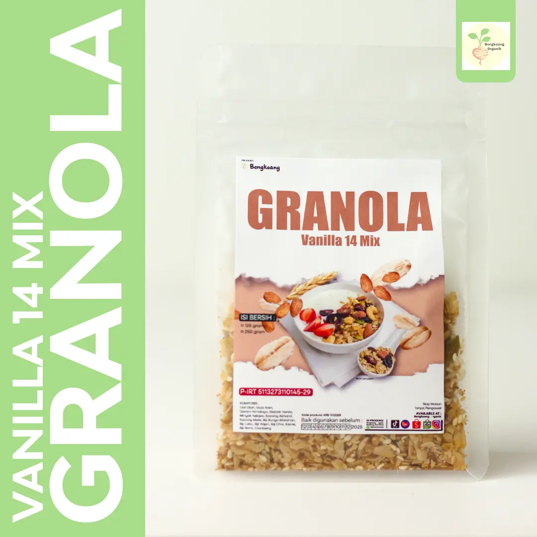 SUPER GRANOLA 14 MIX - 250GR Vanilla Flavour ,Rolled Oat Almond, Cashew Sunflower Seed, Pumpkin Seed, Flaxseed, Sesame Seed, Chia Seed Raisin, Cranberry