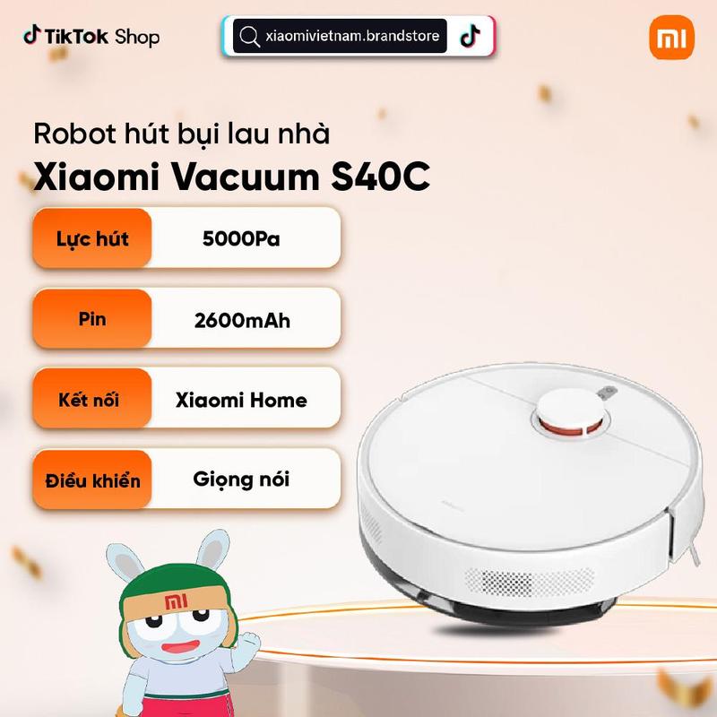 Xiaomi S40C Robot hút bụi lau nhà | Lực hút 5.000Pa | Dung lượng 2600mAh | Dẫn…