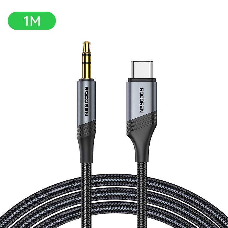Bộ Chuyển Đổi Cáp Âm Thanh Giắc Cắm USB Type C Sang 3.5Mm, Rocoren, Cáp Chuyển Đổi Phích Cắm Tai Nghe Đầu Đực Sang Đầu Đực, Tương Thích Với iPhone 15 Pro Max Và Xiaomi Phụ Kiện  jack xoay mic