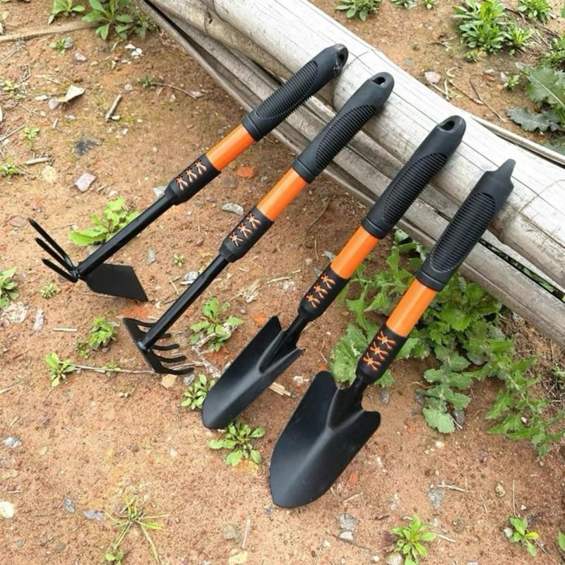  Bộ 4 món dụng cụ làm vườn tay cầm bọc cao su chắc chắn siêu tiện dụng gồm cuốc xẻng cào đất- rất là sắc bén -TT79 