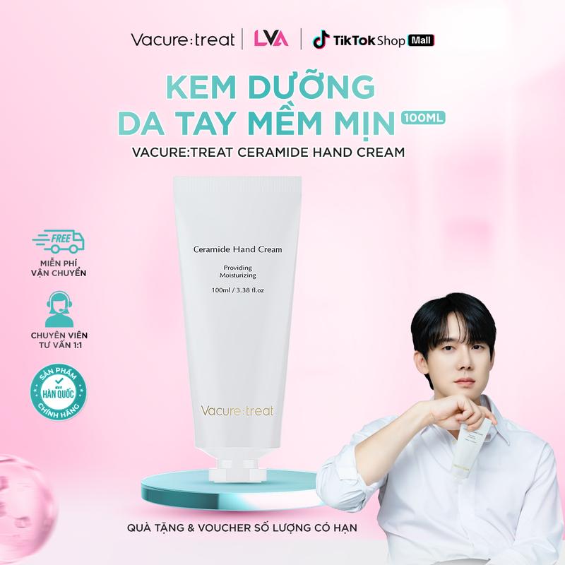 LVA Kem Dưỡng Da Tay Mềm Mịn Vacure:treat Ceramide Hand Cream 100ml Dưỡng Ẩm Sâu Cho Da Tay Làm Mềm Da Tay Phục Hồi Da Tay Khô Nứt Làm Sáng Da Tay