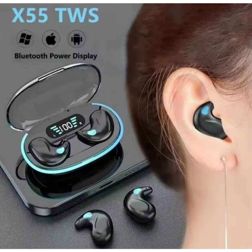 X55 TWS Bluetooth Earphone Invisible Wireless Earbuds LED Display Suara Jernih Desain Unik Modern X55 TWS Bluetooth Earphone Invisible Wireless Earbuds LED Display Suara Jernih Desain Unik Modern
