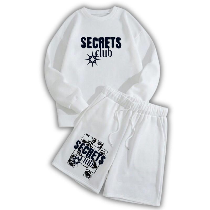 STREES One Set Crewneck & Shortpant SecretClub Setelan Berbahan Kain Fleece Lembut Adem Size M-XL 4