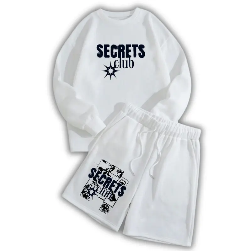 STREES One Set Crewneck & Shortpant SecretClub Setelan Berbahan Kain Fleece Lembut Adem Size M-XL 4