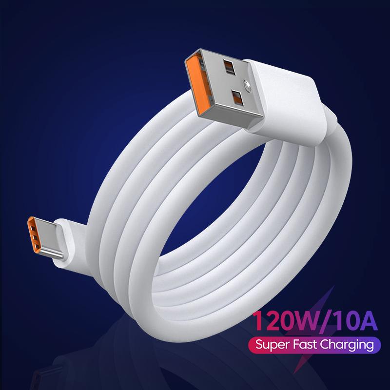 Cáp sạc siêu nhanh USB Type C, 120W, 10A, màu trắng, có Bảo vệ quá dòng, bảo vệ ngắn mạch, bảo vệ nhiệt độ, tương thích với Huawei P40, P30, Vivo, Honor,Xiaomi Mi 13 và 12 Pro, Oneplus và Realme POCO Phone Phụ Kiện Sạc Điện Thoại Bộ Sạc Nhanh