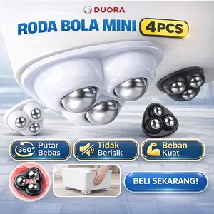 [DUORA] 4PCS Roda Bola Kastor Mini 360° Stainless Steel Roda Tempel Serbaguna Untuk Furniture Meja Lemari Kotak