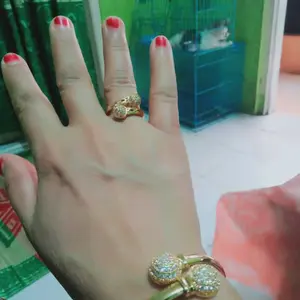 Gelang Wanita Dewasa Titanium Motif Bola Free Cincin Anti Karat Mewah Elegan Perempuan