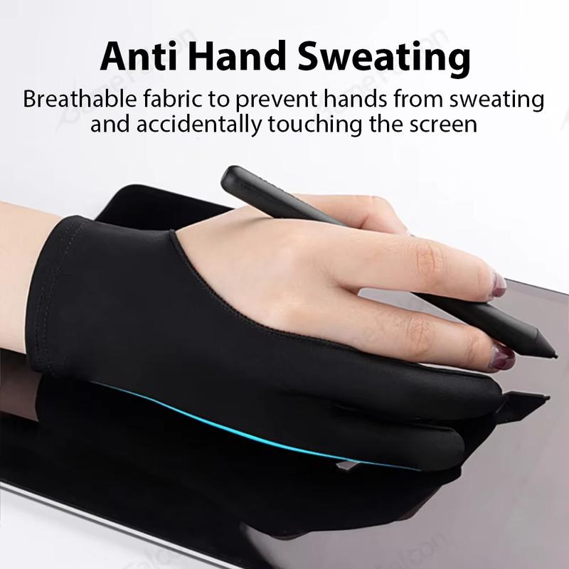 Găng tay chống bám bẩn, hai ngón tay, dành cho máy tính bảng và điện thoại, găng tay viết và vẽ, dành cho iPad Pro, Air và Mini, găng tay chống tiếp xúc ngẫu nhiên, màu đen 3