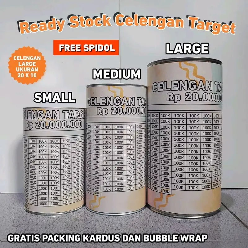 (GRATIS SPIDOL) CELENGAN TARGET VIRAL PERMANEN/BUKATUTUP TABUNGAN TARGET 1