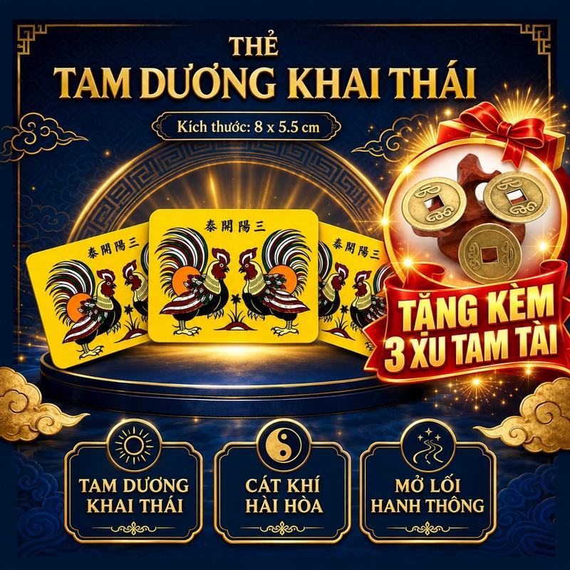 Thẻ Tam Dương Khai Bỏ Ví , Decor Vật Phẩm Trang Trí , Tranh Đông Hồ