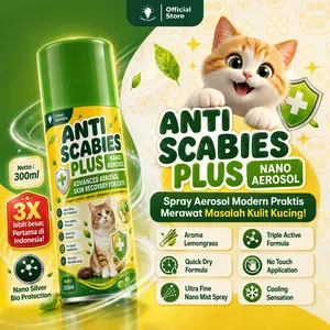 Clever Solutions - Anti Scabies Plus Nano Aerosol 300ML Spray Kucing Triple Active Formula untuk Scabies Jamur Koreng Iritasi dan Perawatan Harian