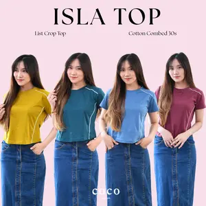 Atasan Wanita Kaos Crop Lengan Pendek ISLA TOP Regular Fit Active Girl Style Cotton Combed Premium Size M L XL Basic Polos modern Outfit Atasan Wanita Kaos Crop Lengan Pendek ISLA TOP Regular Fit Active Girl Style Cotton Combed Premium Size M L XL Basic Polos modern Outfit