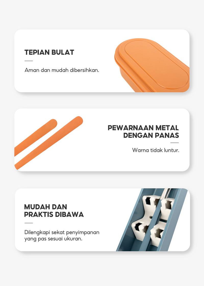 Product Introduction of OHSOME - Alba Sol Cutlery Set / Set Alat Makan / Satu Set Sendok Garpu Orange / Yellow / Green / Blue / Dark Green Kitchenware 11