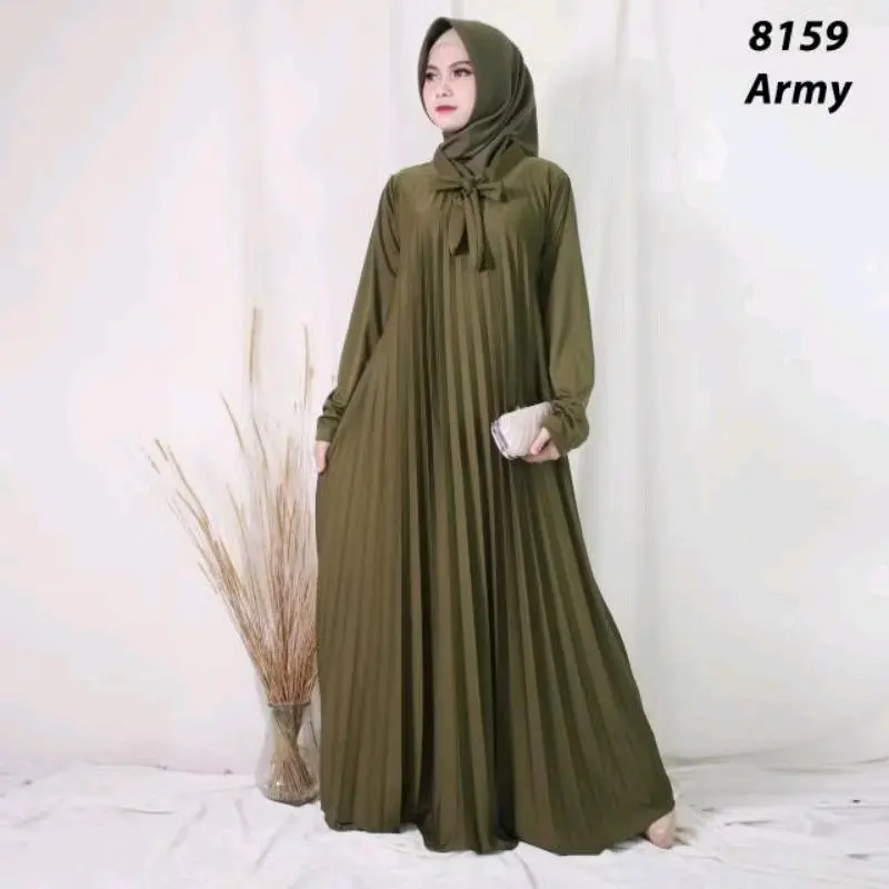Gamis Long Dress Dewasa Muslim Tali Pita Bahan Hyget Panjang Maxi