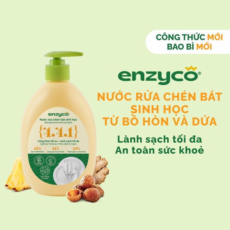 Nước rửa chén bát sinh học ENZYCO - Chiết xuất Bồ hòn và Enzyme Dứa - Hương thơm từ Tinh Dầu Gừng Ta Tự Nhiên 0