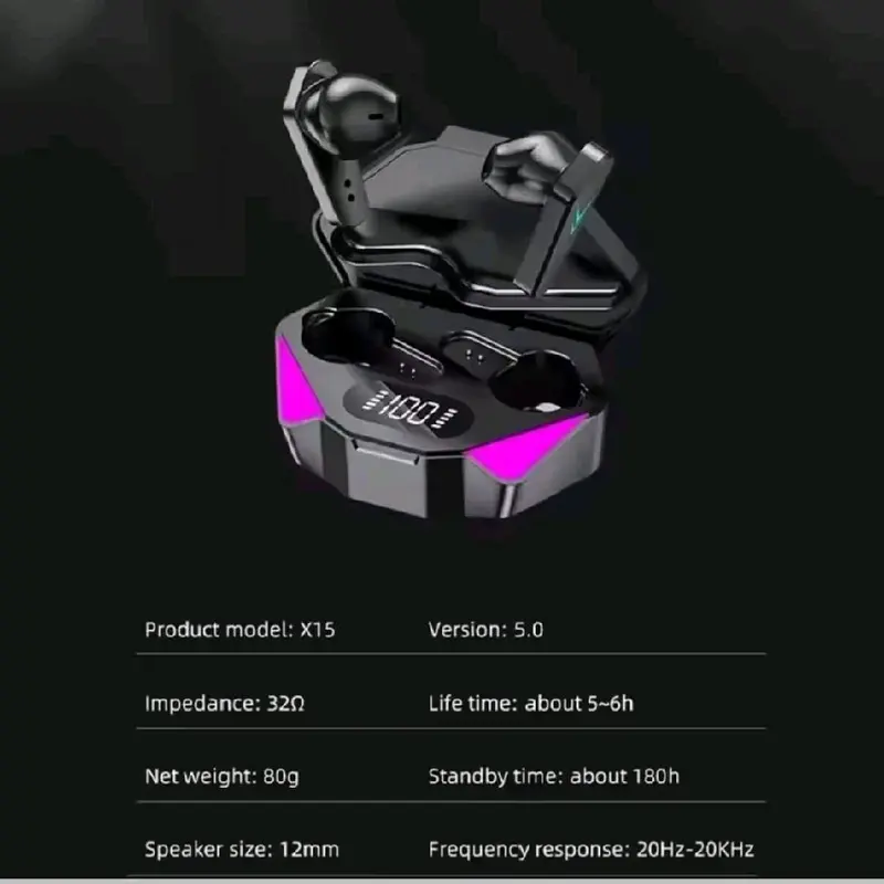 X15 TWS Wireless Bluetooth Headset Waterproof Noise Cancelling LED Earbuds with Mic Headphone 1