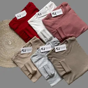 kaos lengan panjang_kaos rib premium_kaos wanita lengan panjang Baju Polos Atasan Basic T-Shirt Melar