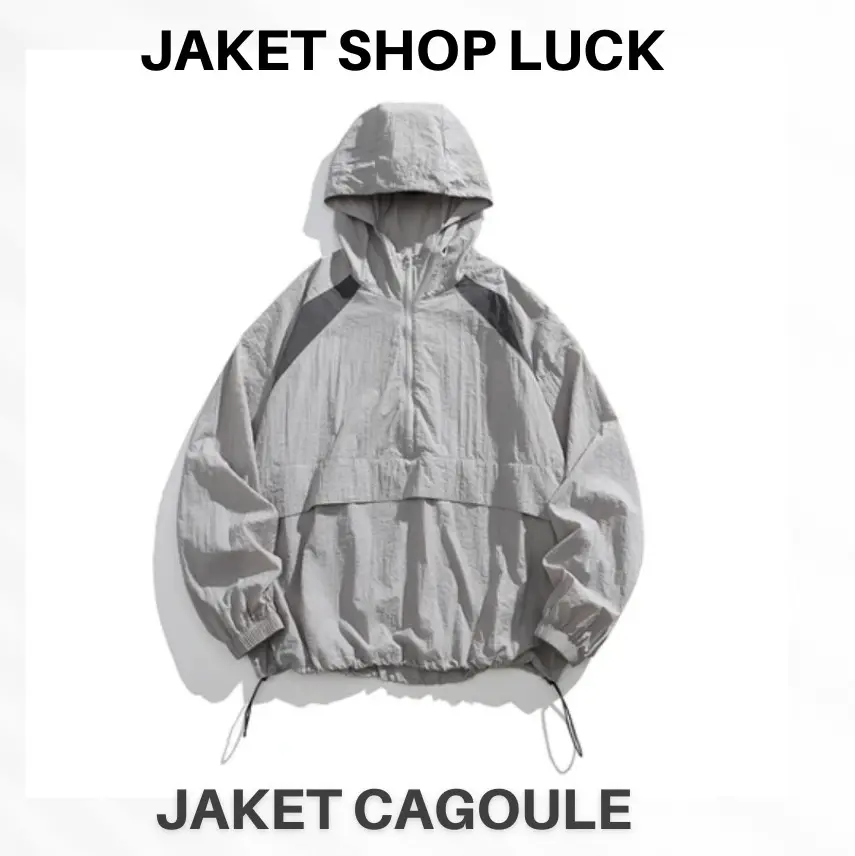Jaket Windbreakers Cagoule Casual Pria Wanita Parasut Hitam - Oversize, Tebal, Parka Waterproof outfit premium cougle NyamanKeren gunung perasut