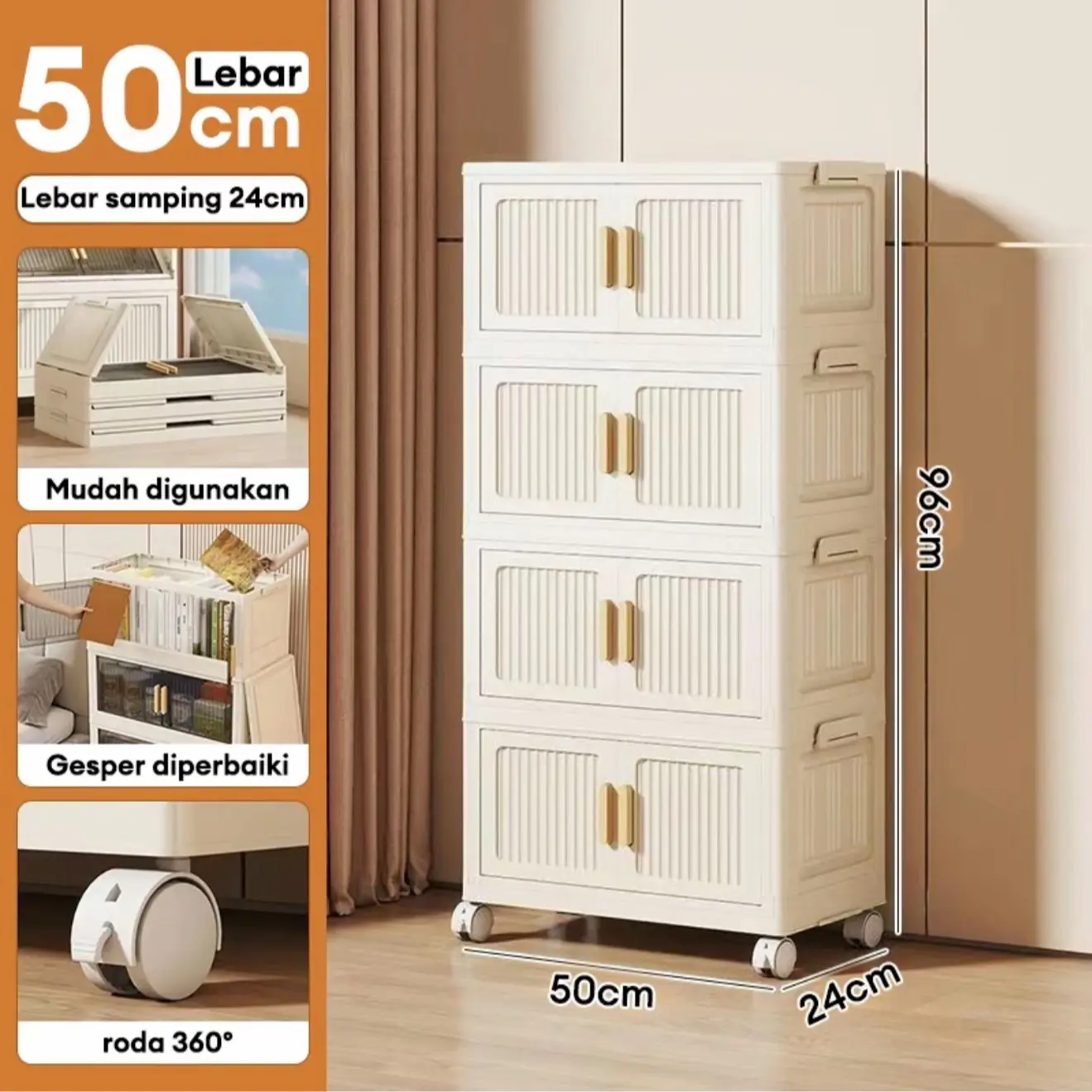 【Krem】50cm-4 Lapisan