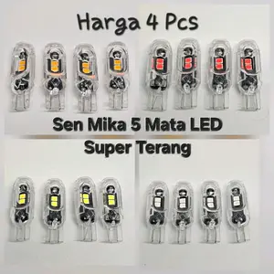 (4 Pcs) Lampu Sein Sen MIKA 5 Mata LED Super Terang T10 Universal Mode Kedip Flash Bisa Untuk Kendaran Motor Motorcycle Dan Mobil Car