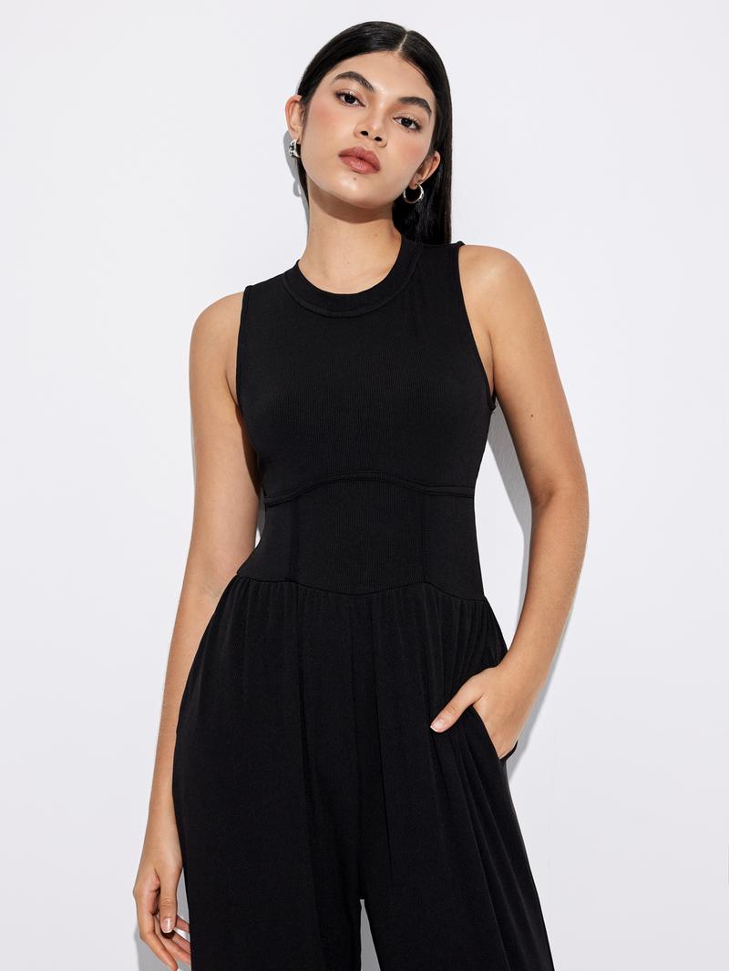 Product Introduction of [4 colours, UK size 6-28] Solid Sleeveless Wide Leg Jumpsuit 3