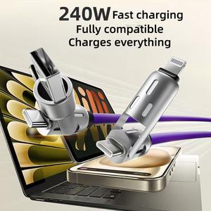 High-power, versatile 4-in-1 fast charger (240W) for iPhone, MacBook, and iPad; compatible with all devices; suitable for smartphones/mobile phones and other devices such as Xiaomi, Huawei, laptops.