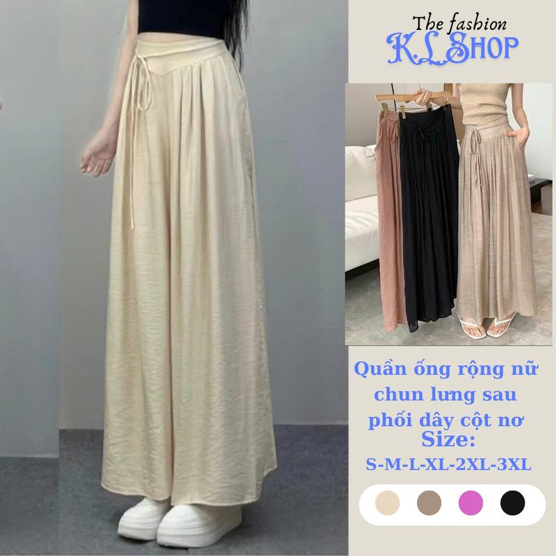 Quần Culottes Nữ Ống Rộng 35-40cm Lưng Cao Cột Dây Duyên Dáng-Khanhlinh
