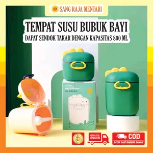 Tempat Susu Bubuk Bayi Motif Dino Dapat Sendok Takar Kapasitas 800 ml | Kotak Susu Dino Serbaguna