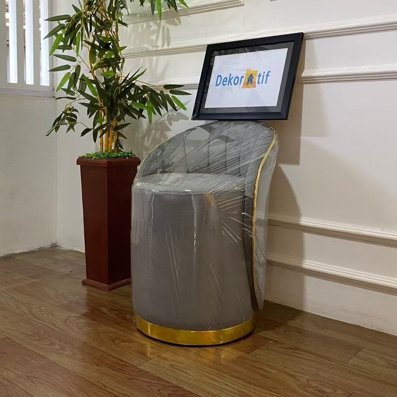 Davina- Stool bulat dengan senderan sofa murah Stool cantik puff aesthetic 1