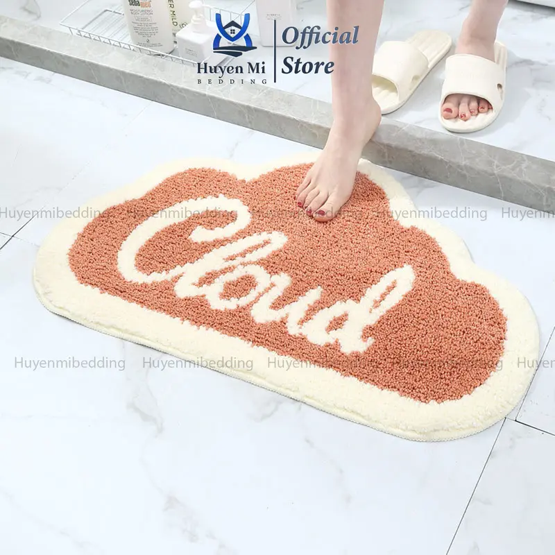 Huyen Mi Thảm Lau Chân Mặt Lông Cừu Đế Cao Su Chống Trơn Trượt 40x60cm Mẫu Kute Cao Su Giữ Bụi Hiệu Quả Thảm Lau Chân Nha Tam Chống Trơn Trượt 3