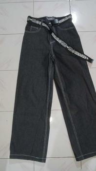 Product Review of Flame Everyday Celana Denim Y2K Baggy Wideleg Gombrong Raw Denim 13oz Hitam Jeans Panjang from b**e 1