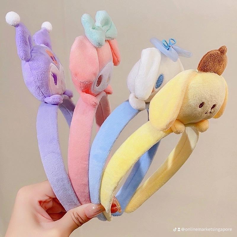Product Introduction of Sanrio Headband Big-Eared Dog Three-Dimensional Doll Pressed Melody Kuromi Makeup Face Wash Hairpin Cotton Synthetic Nylon Plastic Metal Coating Daily Retro Casual 30