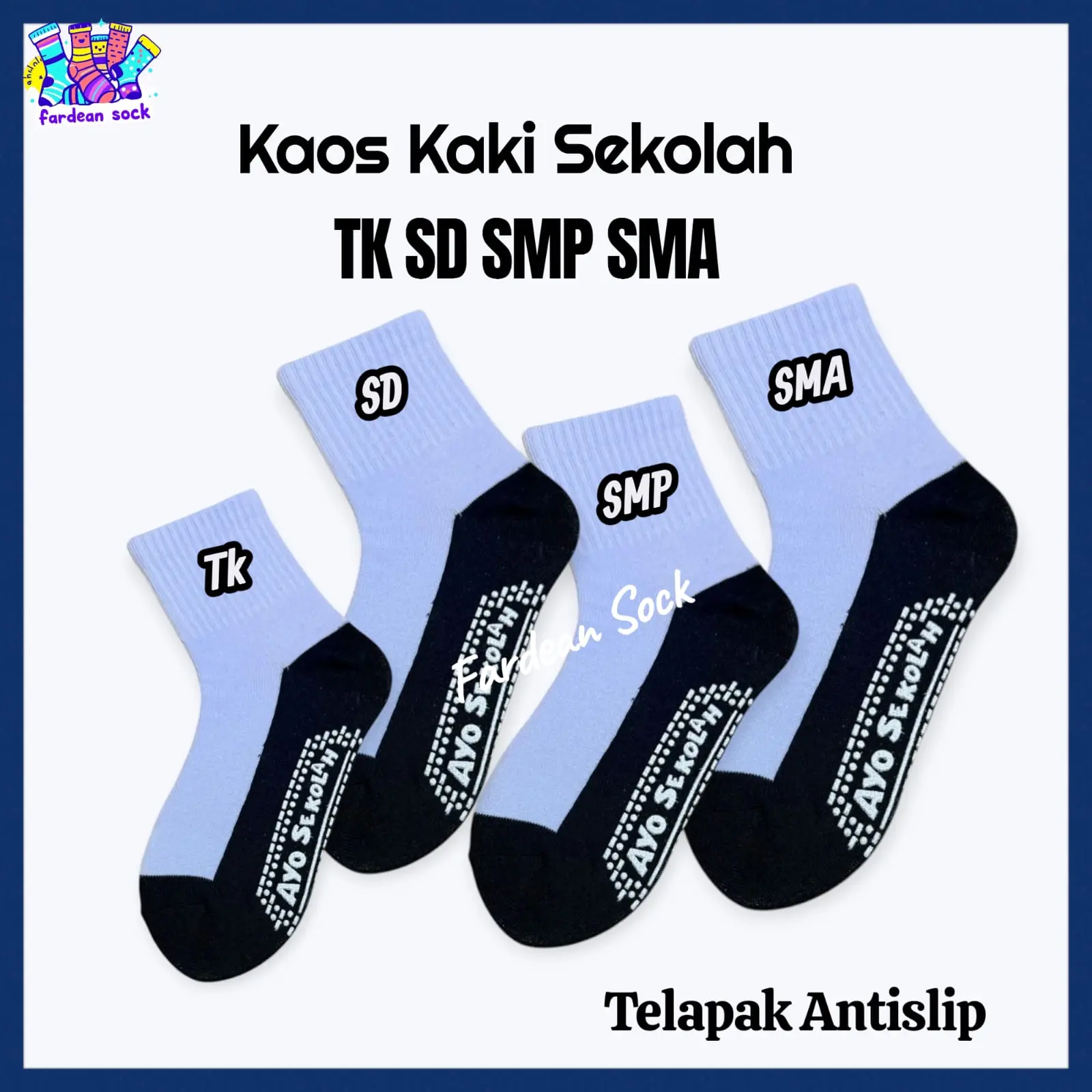 3 Pasang Kaos Kaki Anak Sekolah TK SD SMP SMA Bahan Tebal Telapak Antislip Katun Fashion Anak Cewek Cowok Sokolah