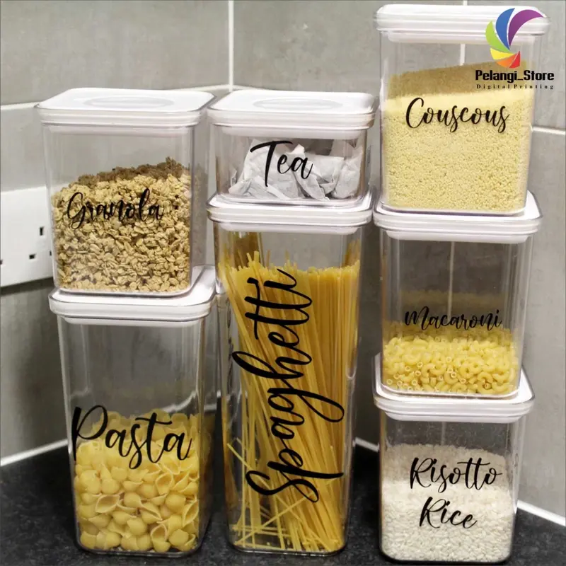 (TANPA MINIMAL ORDER ) Stiker Cutting Stiker Label Costum Bumbu Dapur, Tempat Makanan, Kotak Mainan, Perkakas Label NAMA CUSTOM/STIKER TIMBUL ANTI AIR 2