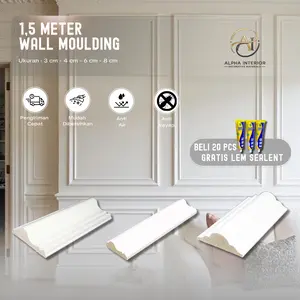 ALPHA - Wall Moulding 1,5Meter / List Plafon Molding PVC Premium 3 4 6 8 CM / Dekorasi Dinding Plavon Rumah