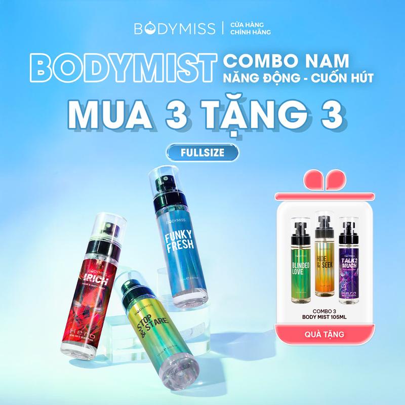 [DEAL LIVE - COMBO THỂ THAO] Body mist Lưu Hương Lâu Chính Hãng Cho Nam Nữ Unisex, Bodymist Thơm Lâu Body Cho Học Sinh Sinh Viên Chai Lớn & Nhỏ - BODYMISS Perfume Cosmetic Nước Hoa Xịt Thơm (s)