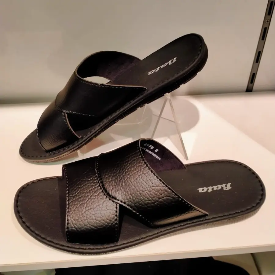 PROMO !!! Sandal Bata Pria Skip Black - Tan Size 39-43 New Produk Sandal Selop Terbaru - Pria Wanita Hitam Matte Terlaris