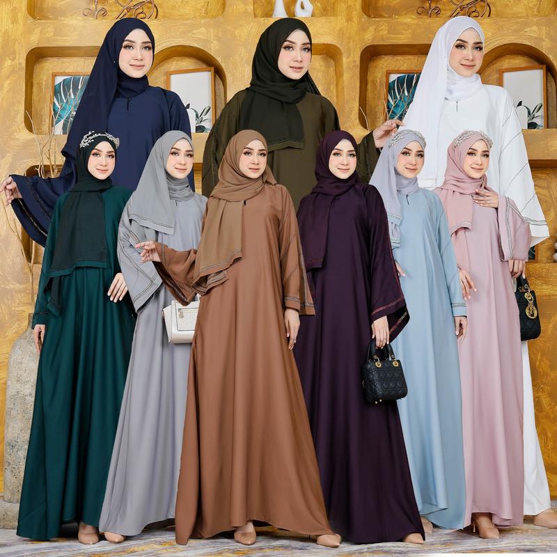 ABAYA QASEH- MATERIAL NIDHA WITH SHAWL COMFY AND FLOWY with shawl Clothing 1