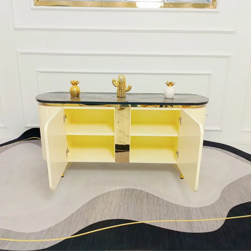 Quinnova Meja TV Minimalis Modern Rak TV Lemari TV Bufet TV Minimalis Buffet Oval Credenza Aesthetic 4