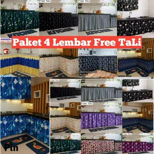 Gordeng Kolong Dapur 100 x 70 cm - Paket 4 Pcs Motif Terbaru & Free Tali Curtain Tampil Cantik dan Rapi Dengan Desain Modern dan Trendy Cocok Untuk Dapur Minimalis