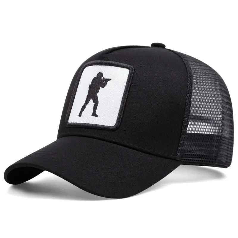 2025 Outdoor Climbing Hiking Fishing Travel Riding Walking Sun-Proof and Breathable Cool Trend Cs Go Game Player Baseball Cap Event Peaked Cap Sunshade Breathable Net Cap Mesh Fitted Cap