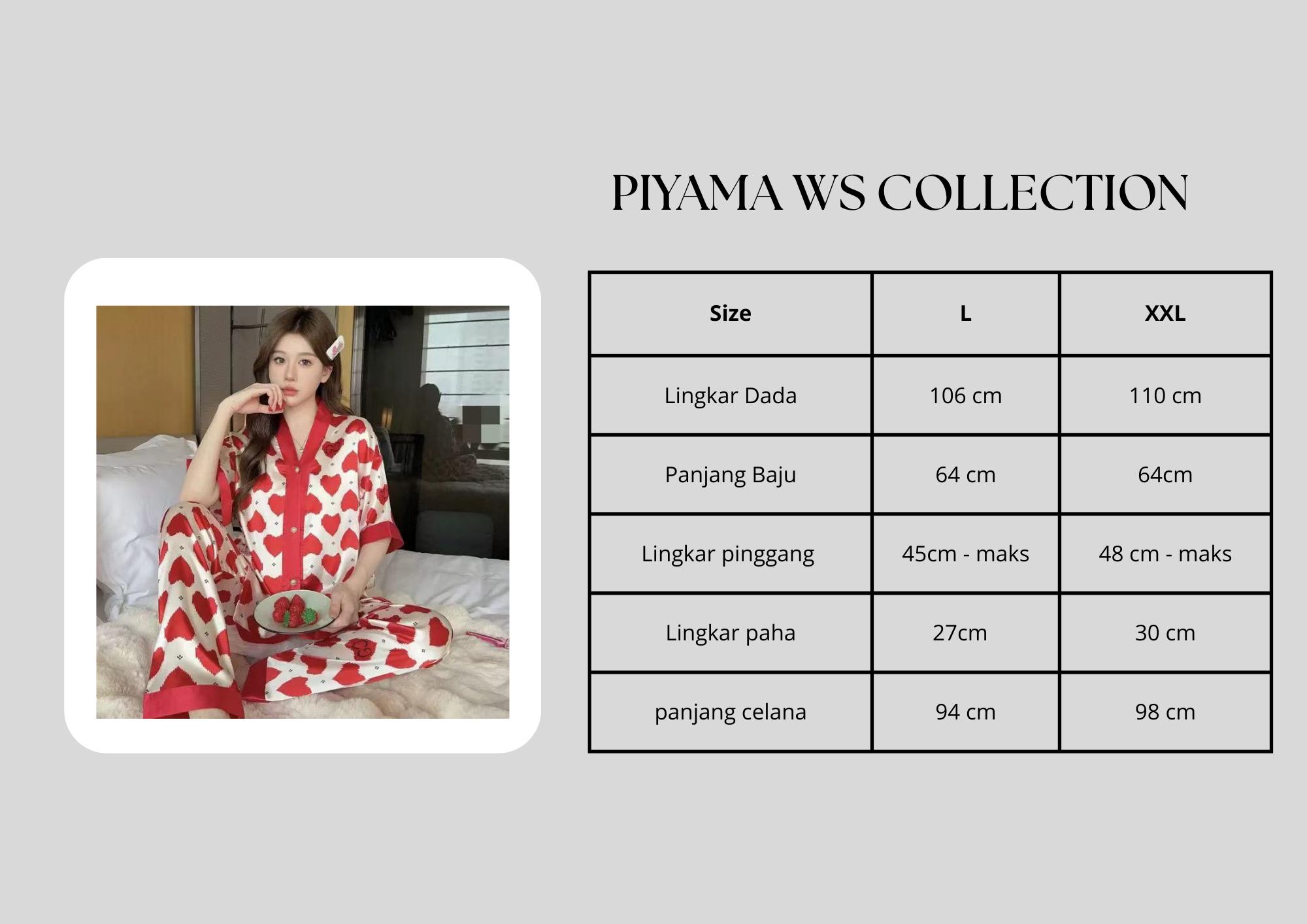 Piyama Set Wanita Bermotif Kekinian Lengan Pendek Celana Panjang Bahan Satin Premium Nyaman Saat Dipakai Seharian 009 Model 2