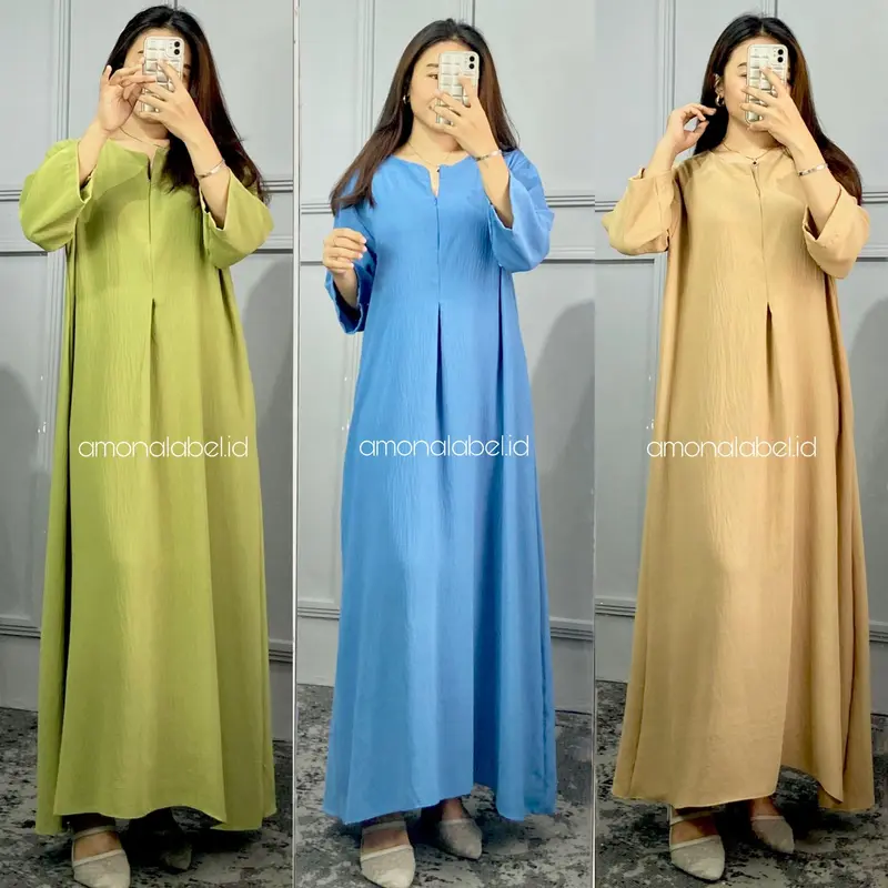 Daster Busui Friendly Crinkle Airflow Dress Wanita Tangan 3/4 Cantik Nyaman Panjang 0