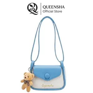 Queensha Bear Honey Tas Selempang Bahu Wanita Minimalis / Sling Bag Korean Style - Tas Jalan Wanita Casual Elegant ( Free Bagcharm )