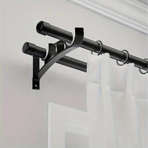 Soporte de barra de cortina doble, 2 piezas de soporte de barra de cortina de acero inoxidable, accesorios de barra de cortina duradera, suministros de decoración del hogar para sala de estar y dormitorio